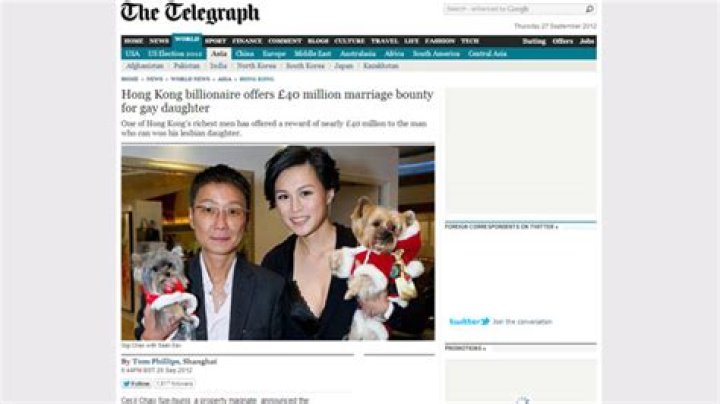 Hong Kong Billionaire Doubles $65 Million Bounty For Any Man Who Succesfully Seduces His Lesbian Daughter